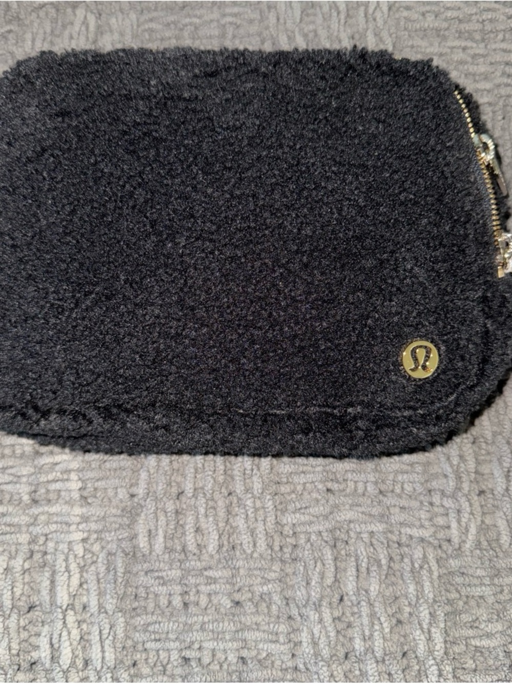 lululemon Black Sherpa Everyday Belt Bag/Pouch with Gold Zip